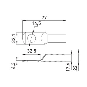 Мідний луджений кабельний наконечник e.end.stand.jg.150, D14.5