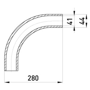 Кутовий з'єднувач металевий e.industrial.pipe.angle.1-1/2" без різьби, 90 град.