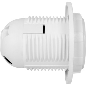 Патрон пластиковий e.lamp socket with nut.E27.pl.white, Е27 з гайкою, білий