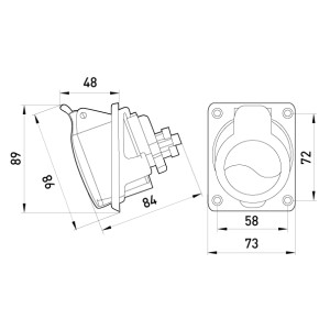 Силова розетка, що вбудовується 3Р+N+Z, 400В, 16А, IP44 безгвинтова