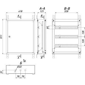 Корпус металевий e.mbox.pro.n.54 IP54 навісний на 54 модулі
