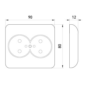 Розетка з з/к подвійна, 220В з центр заземл контактом