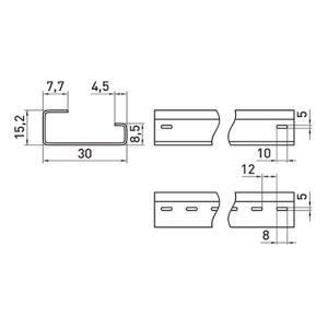 DIN-рейка e.din.stand.rail.301, G-подібна, перфорована, 1м, глибина 15мм, товщина 1,5мм