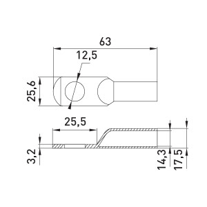 Мідний луджений кабельний наконечник e.end.stand.jg.95, D12.4
