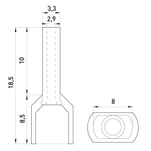Ізольований наконечник e.terminal.stand.te.2.2.5.red (TE2510 red) 2x2,5 кв.мм, червоний, 100шт