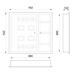 Щит поверховий ЩЭ-4ст під чотири однофазних лічильника, внутрішній