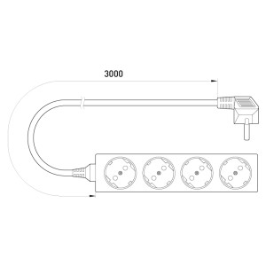Подовжувач e.es.4.3.z.b 4 гнізда, 3м, з з/к, baby protect