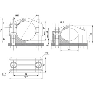 Хомут кабельний KO-75, d48-75 мм, чорний