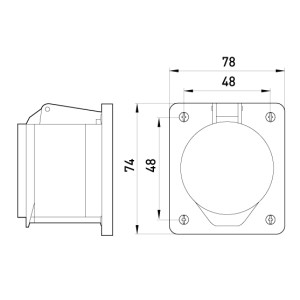 Силова розетка, що вбудовується e.socket.pro.3.16.wall, 3п., 230В, 16А (413)