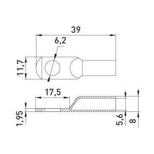 Мідний луджений кабельний наконечник e.end.stand.jg.10, D6.2