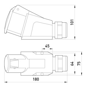Силова розетка стаціонарна 3Р+N+Z, 400В, 16А, IP44