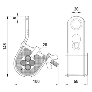 Підвісний затискач e.h.clamp.pro.16.35, 16-35 кв.мм, з затяжним болтом