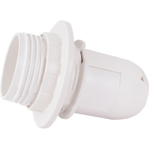 Патрон пластиковий Е14 з гайкою, білий