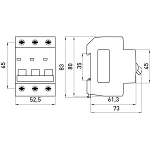 Модульний автоматичний вимикач e.mcb.stand.45.3.C50, 3р, 50А, C, 4,5 кА