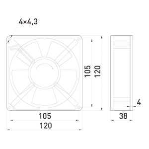 Вентилятор e.climat.fan.pro.120, 120х120х38мм 22Вт АС230В