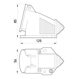 Силова розетка металева, стаціонарна 3Р+Z, 400В, 16А, IP44