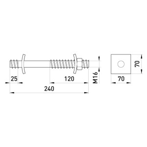 Прохідний болт e.com.bolt.pro.240.16, 240 мм, М16