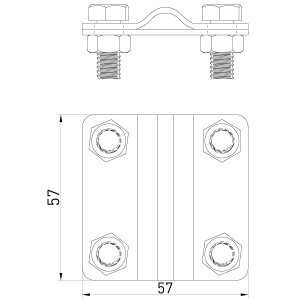 Затискач хрестовий з 4 отворами, прут DR16 - полоса В30
