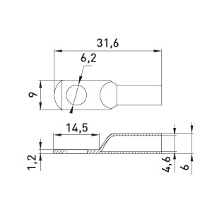 Мідний луджений кабельний наконечник e.end.stand.jg.6, D6.2