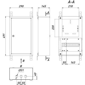 Корпус обліку металевий e.mbox.pro.n.f1.12 IP31 навісний під 1ф лічильник, 12 модулів