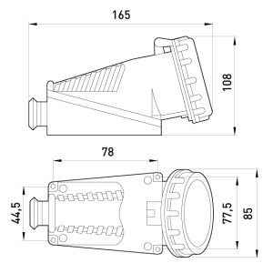 Силова розетка стаціонарна 3Р+N+Z, 400В, 16А, IP67
