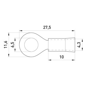 Ізольований наконечник e.terminal.stand.rv1.1,25.6.yellow 0.5-1.5 кв.мм, жовтий, 100шт