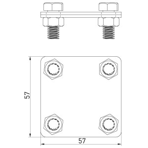 Затискач хрестовий з 4 отворами, полоса-полоса В30