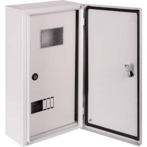 Корпус обліку металевий e.mbox.pro.n.f3.9 IP54 навісний під 3ф лічильник, 9 мод. , з внутр.дверцятами під опломб.