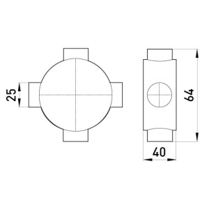 Коробка e.pipe.4.db.stand.25 з'єднувальна трубна, 4 вводи, d25мм