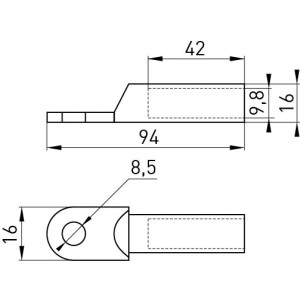 Алюмінієвий кабельний наконечник e.end.stand.a.50.М8 50мм2 М8