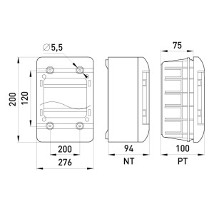 Корпус пластиковий, що вбудовується (PT) 13-модульний, однорядний, IP 30