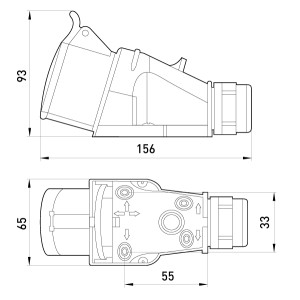 Силова розетка стаціонарна 3Р+Z, 400В, 16А, IP44 безгвинтова