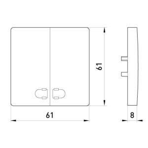 Клавіша e.lux.11881L.pn.aluminium подвійна "алюміній" з підсвіткою