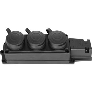 Розетка потрійна з захисною кришкою каучукова e.socket.rubber.029.3.16, з з/к, 16А