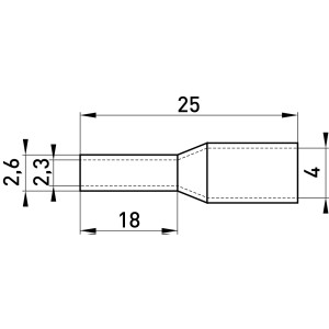 Ізольований наконечник втулковий e.terminal.stand.e2518.blue 2,5 кв.мм, синій, 100шт