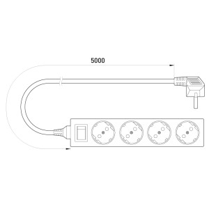 Подовжувач e.es.4.5.z.s.b 4 гнізда, 5м, з з/к, з вимикачем, baby protect