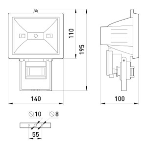 Світильник e.halogen.move.150.black 150Вт, чорний прожектор з датчиком руху