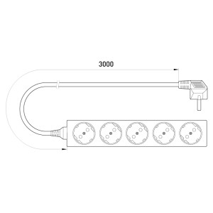 Подовжувач e.es.5.1.5.z 5 гнізд, 1.5м, з з/к