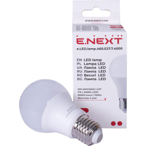 Лампа світлодіодна e.LED.lamp.A60.E27.7.4000, 7Вт, 4000К