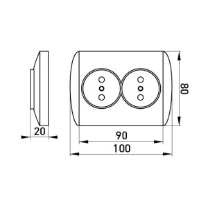 Розетка e.install.stand.810DB c з/к подвійна з рамкою