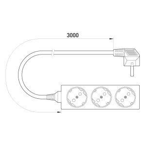 Подовжувач e.es.3.3.z.b 3 гнізда, 3м, з з/к, baby protect