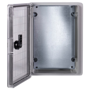 Корпус удароміцний з АБС-пластика e.plbox.250.330.130.tr, 250х330х130мм, IP65 з прозорими дверцятами