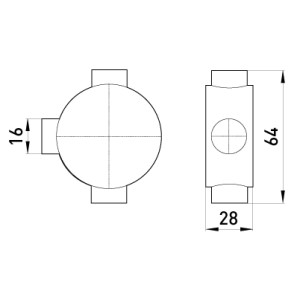 Коробка e.pipe.3.db.stand.16 з'єднувальна трубна, 3 вводи, d16мм