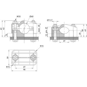 Хомут кабельний KO-40, d27-40 мм, чорний