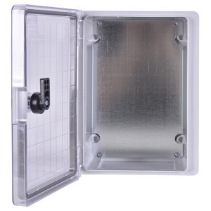 Корпус удароміцний з АБС-пластика e.plbox.210.280.130.tr, 210х280х130мм, IP65 з прозорими дверцятами