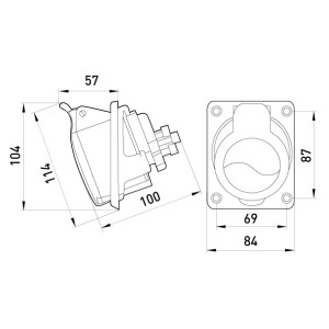 Силова розетка, що вбудовується 3Р+N+Z, 400В, 32А, IP44 безгвинтова