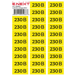 Самоклеюча наліпка "230В"  e.sticker.voltage.230.2 (90х38мм) 26 шт/аркуш