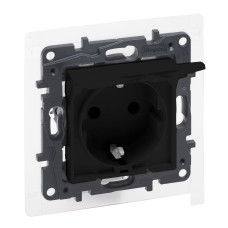 NILOE STEP Розетка силова з кришкою 2К+З IP44 16А, 250 В автоматичні клеми колір Чорний
