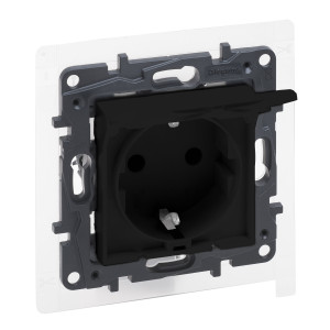 NILOE STEP Розетка силова з кришкою 2К+З IP44 16А, 250 В автоматичні клеми колір Чорний
