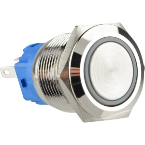 Кнопка металева пласка з підсвічуванням, 1NO+1NC, червона  220V. TYJ 19-271